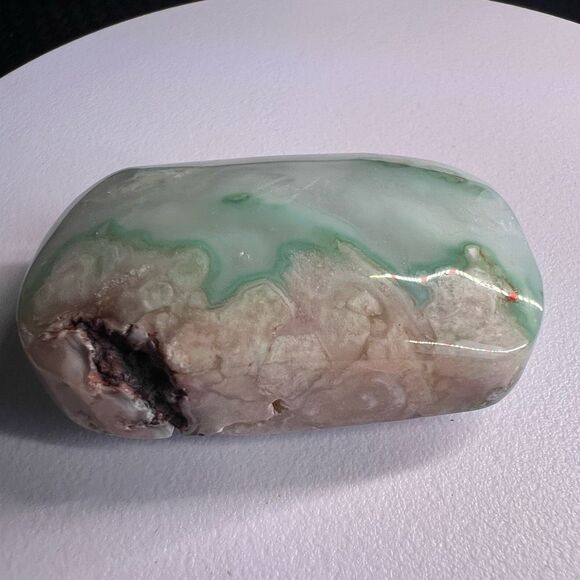 Green Flower Agate Crystal Palmstone (#8)‎ - Picture 5 of 13